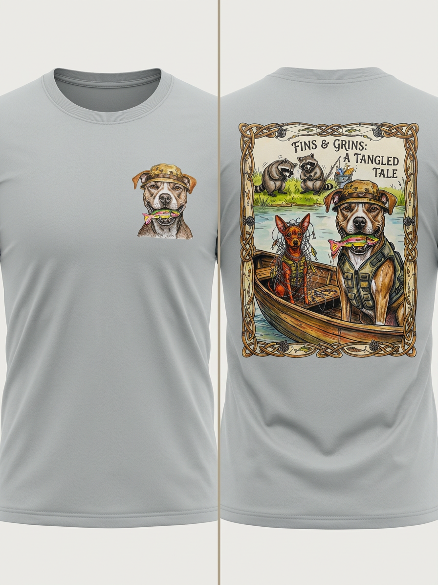 Fins & Grins Unisex TShirt Heather Prism Ice Blue