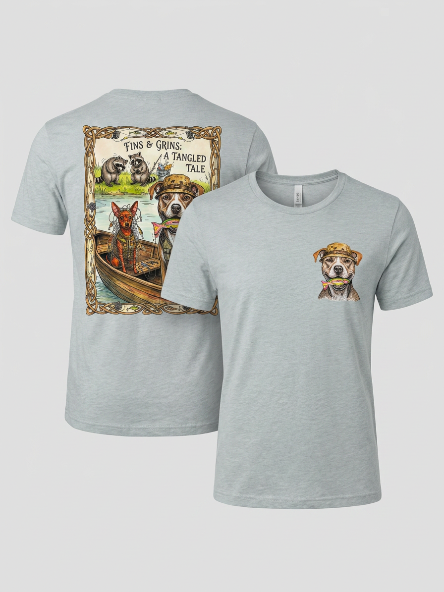 Fins & Grins Unisex TShirt Heather Prism Ice Blue